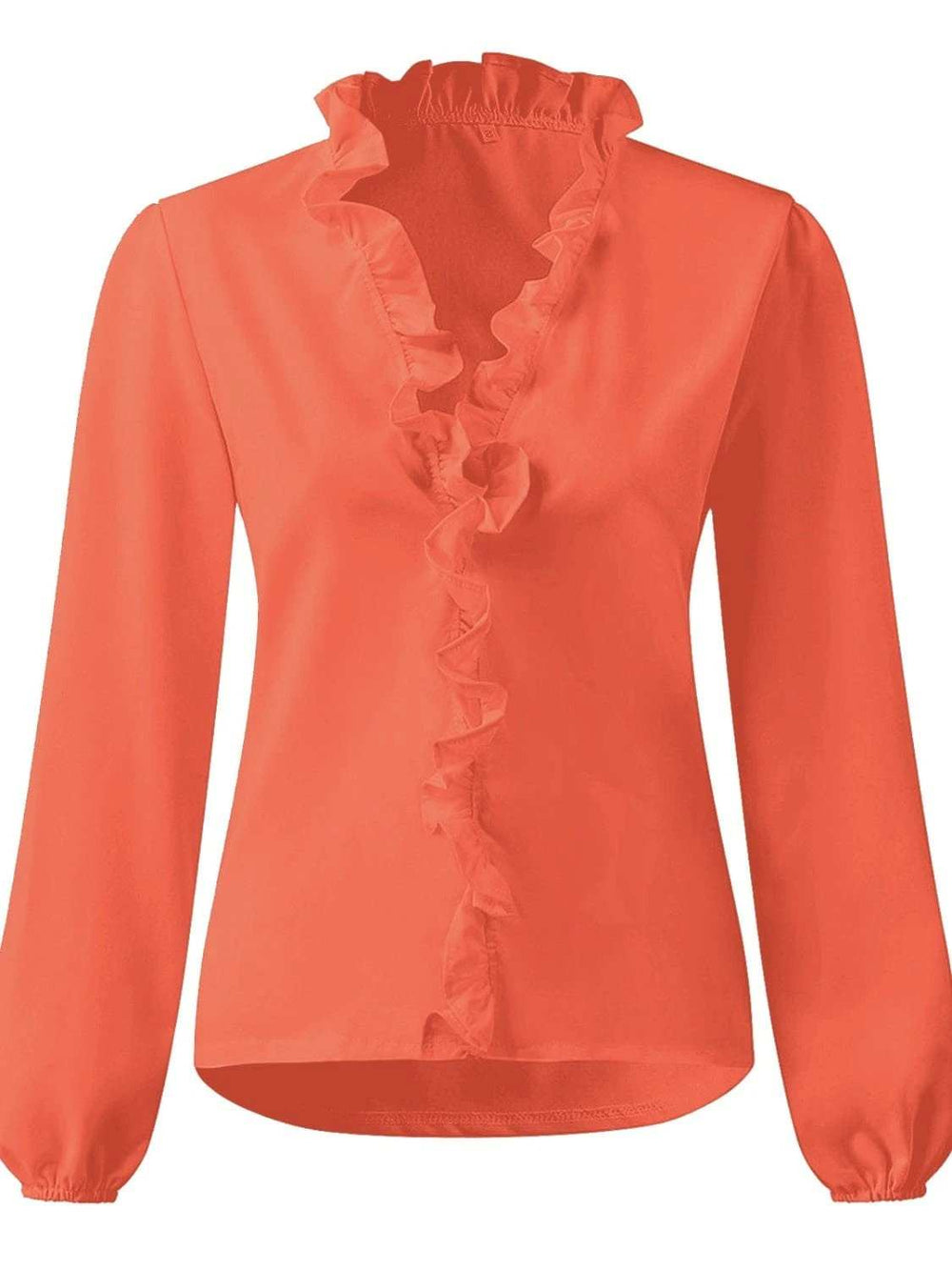 Full Size Ruffled V-Neck Long Sleeve Blouse - Trendsi - Flyclothing LLC