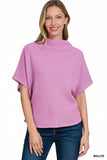 Zenana Mock Neck Sweater with Side Shirred - Trendsi - Flyclothing LLC