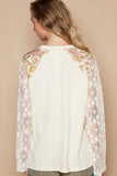 POL Flower Patch Lace Sleeve Knit Top - Trendsi