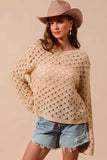 SO ME Geometric Pattern Open Knit Lightweight Sweater - Trendsi - Flyclothing LLC