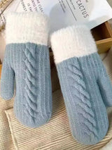 Cozy Knit Mittens with Fur Cuff - Trendsi - Flyclothing LLC
