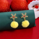 Christmas Snowflake Pom Pom Drop Earrings - Trendsi - Flyclothing LLC
