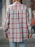Plaid Button-Down Oversized Shirt - Trendsi - Flyclothing LLC