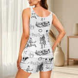 Baha Ranch Ranch Life White Pajama Lounge Tank Shorts Set Made in America