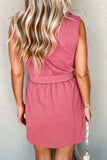 French Terry Zipped Collar Sleeveless Drawstring Waist Mini Dress - Trendsi - Flyclothing LLC