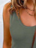 Waffle-Knit Scoop Neck Tank - Trendsi - Flyclothing LLC
