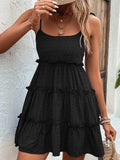 Frill Spaghetti Strap Tiered Dress - Trendsi - Flyclothing LLC