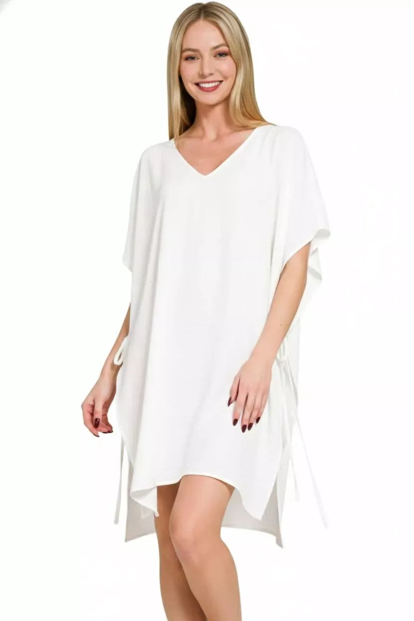 Zenana Woven Airflow Tie Side Cover Up - Trendsi - Flyclothing LLC