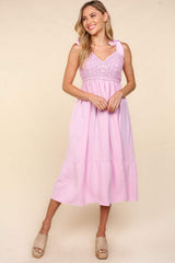 Haptics Crochet Lace Ruffle Hem Cami Midi Dress - Trendsi - Flyclothing LLC