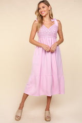 Haptics Crochet Lace Ruffle Hem Cami Midi Dress - Trendsi
