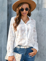 Full Size Collared Neck Long Sleeve Shirt Plus Size - Trendsi - Flyclothing LLC