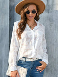 Full Size Collared Neck Long Sleeve Shirt Plus Size - Trendsi - Flyclothing LLC