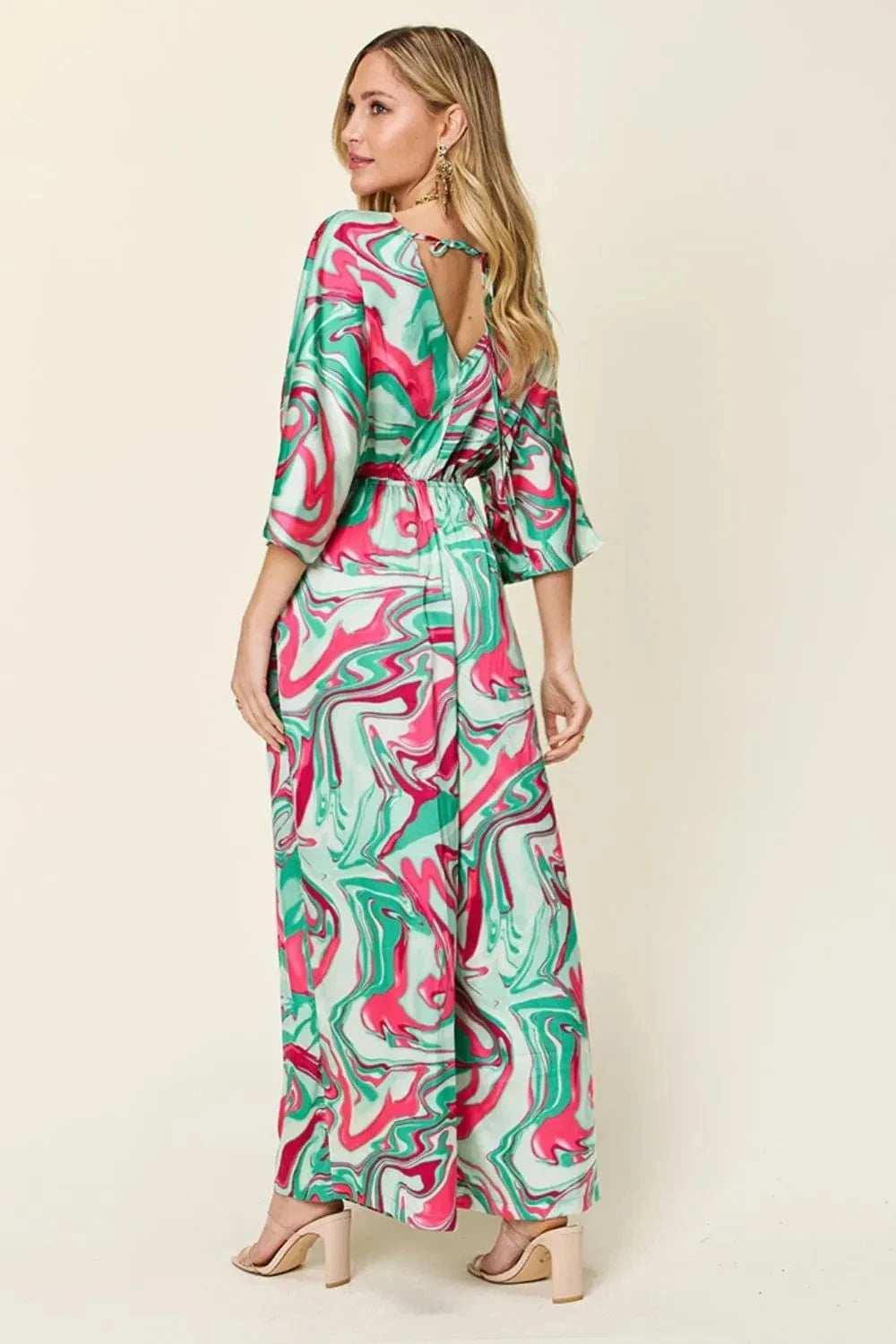 Double Take Full Size Half Sleeve Wide Leg Jumpsuit - Trendsi - Flyclothing LLC