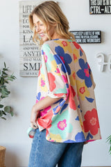 HOPELY Floral Waffle Oversize T-Shirt - Trendsi