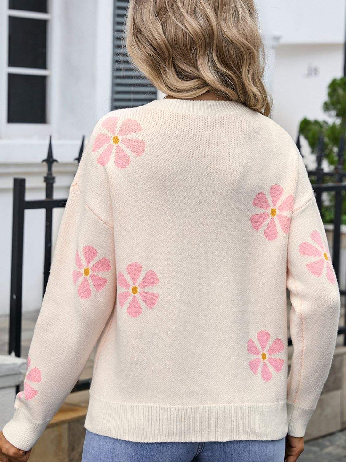 Angel Wings Round Neck Long Sleeve Sweater - Trendsi - Flyclothing LLC