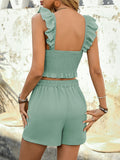 Smocked Cropped Cami and Shorts Set - Trendsi