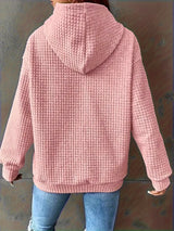 Textured Knit Drawstring Hoodie - Trendsi - Flyclothing LLC