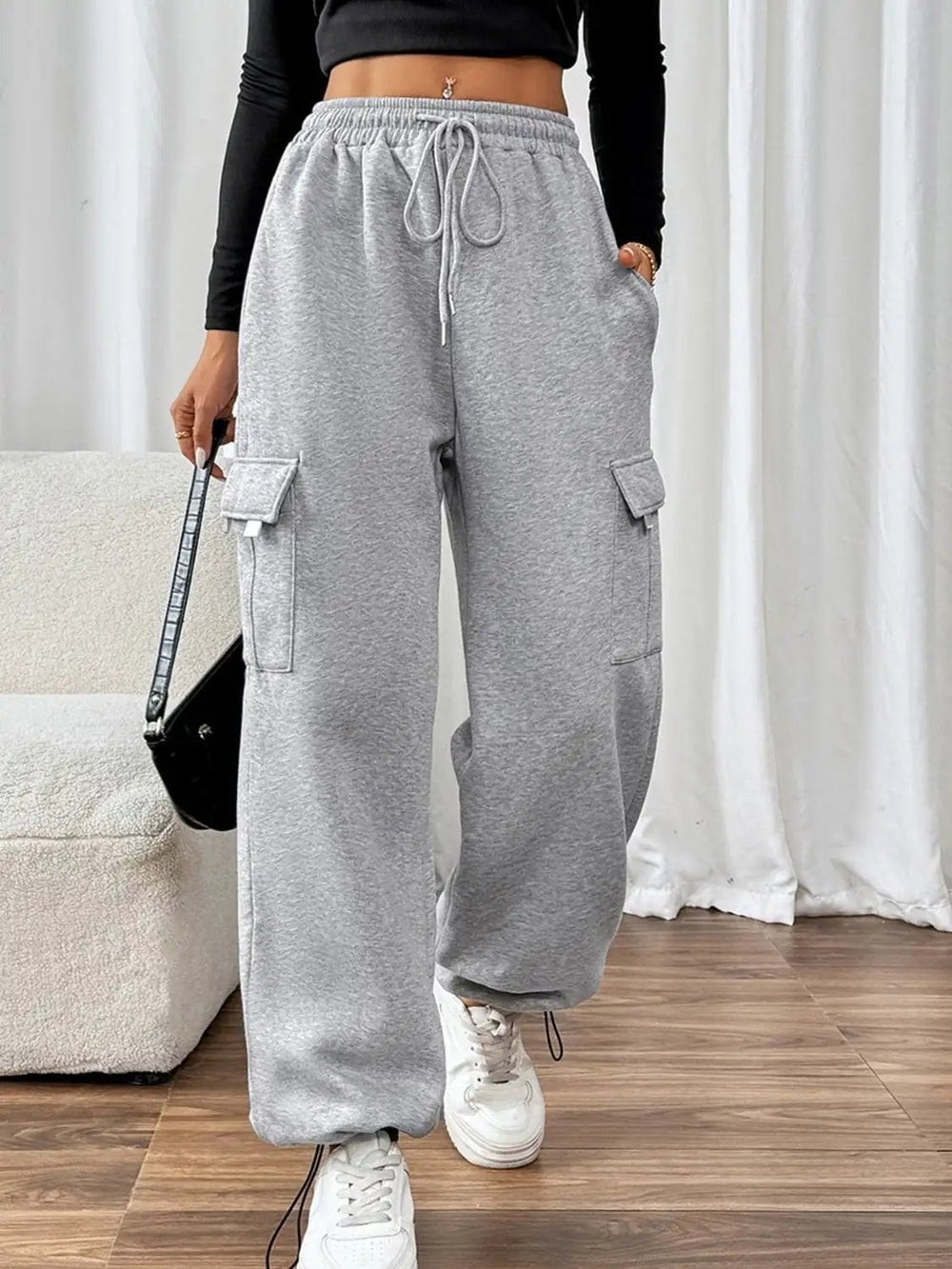 Perfee Drawstring Elastic Waist Joggers with Pockets - Trendsi
