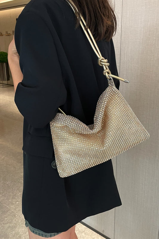 Rhinestone Knotted Strap Crossbody Bag - Trendsi