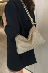 Rhinestone Knotted Strap Crossbody Bag - Trendsi
