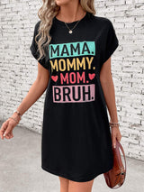 Letter Graphic Short Sleeve Mini Tee Dress - Trendsi - Flyclothing LLC