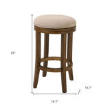 25" Cream And Brown Solid Wood Swivel Backless Counter Height Bar Chair - Homeroots - Flyclothing LLC