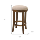 25" Cream And Brown Solid Wood Swivel Backless Counter Height Bar Chair - Homeroots