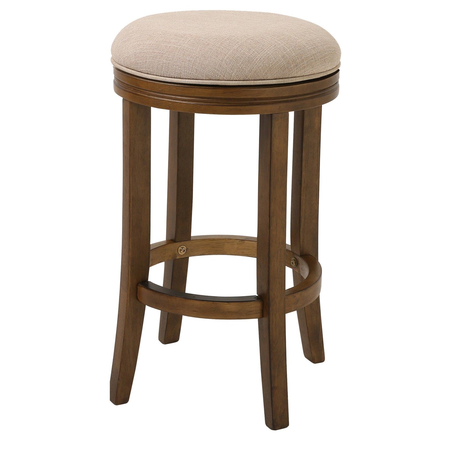 25" Cream And Brown Solid Wood Swivel Backless Counter Height Bar Chair - Homeroots - Flyclothing LLC