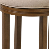 25" Cream And Brown Solid Wood Swivel Backless Counter Height Bar Chair - Homeroots - Flyclothing LLC