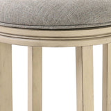 30" Gray And Ivory Solid Wood Swivel Backless Bar Height Bar Chair - Homeroots