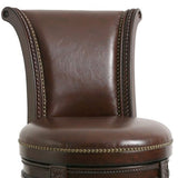 25" Walnut And Dark Brown Solid Wood Swivel Bar Height Bar Chair - Homeroots