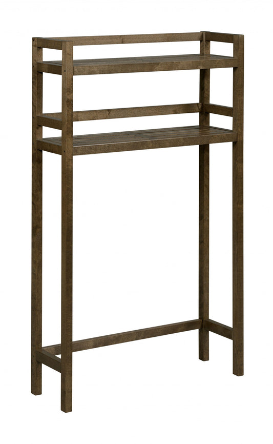 48" Chestnut Finish 2 Tier Solid Wood Over Toilet Organizer - Homeroots