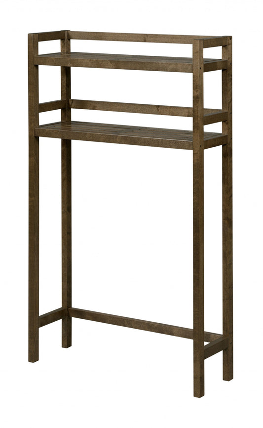 48" Chestnut Finish 2 Tier Solid Wood Over Toilet Organizer - Homeroots