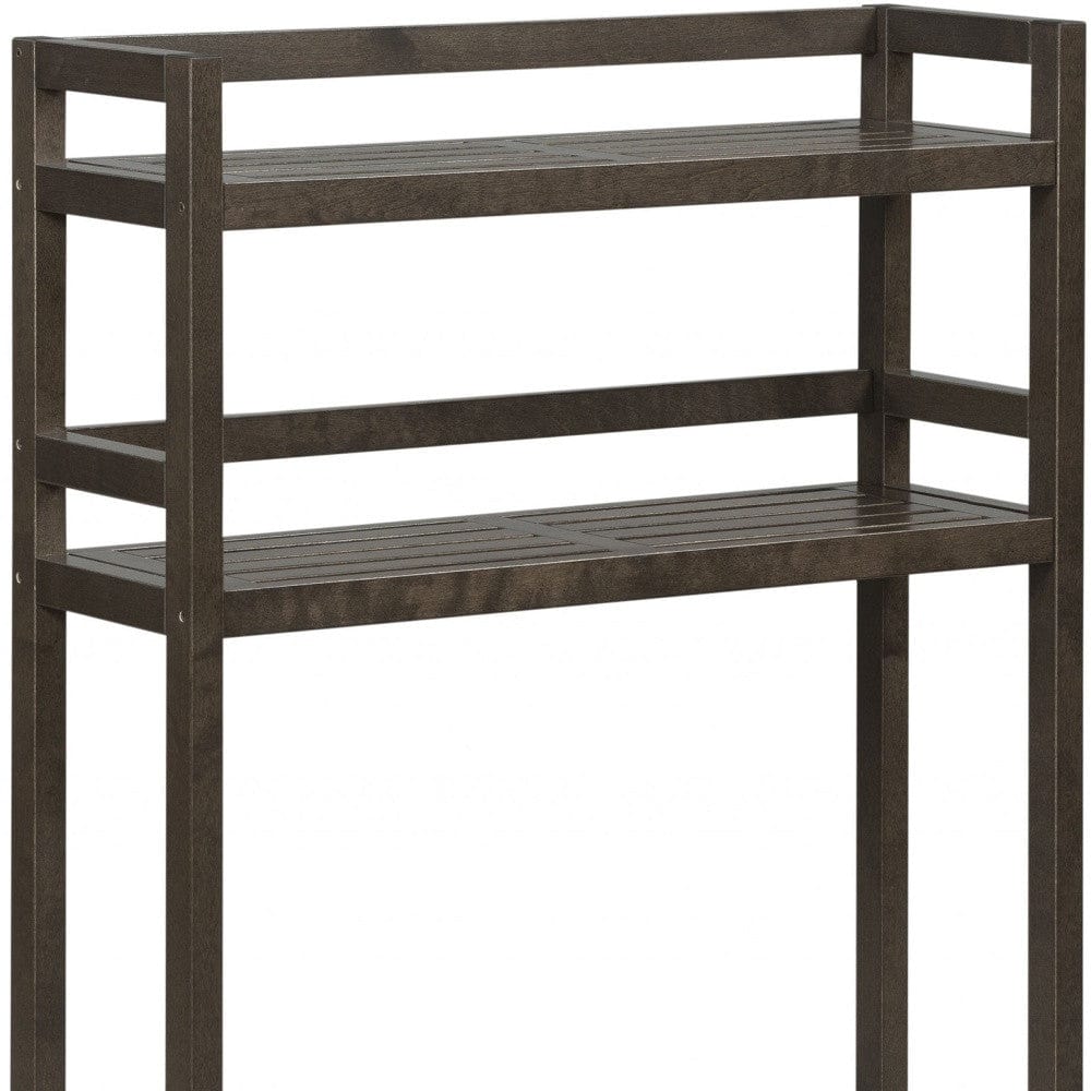 48" Espresso Finish 2 Tier Solid Wood Over Toilet Organizer - Homeroots