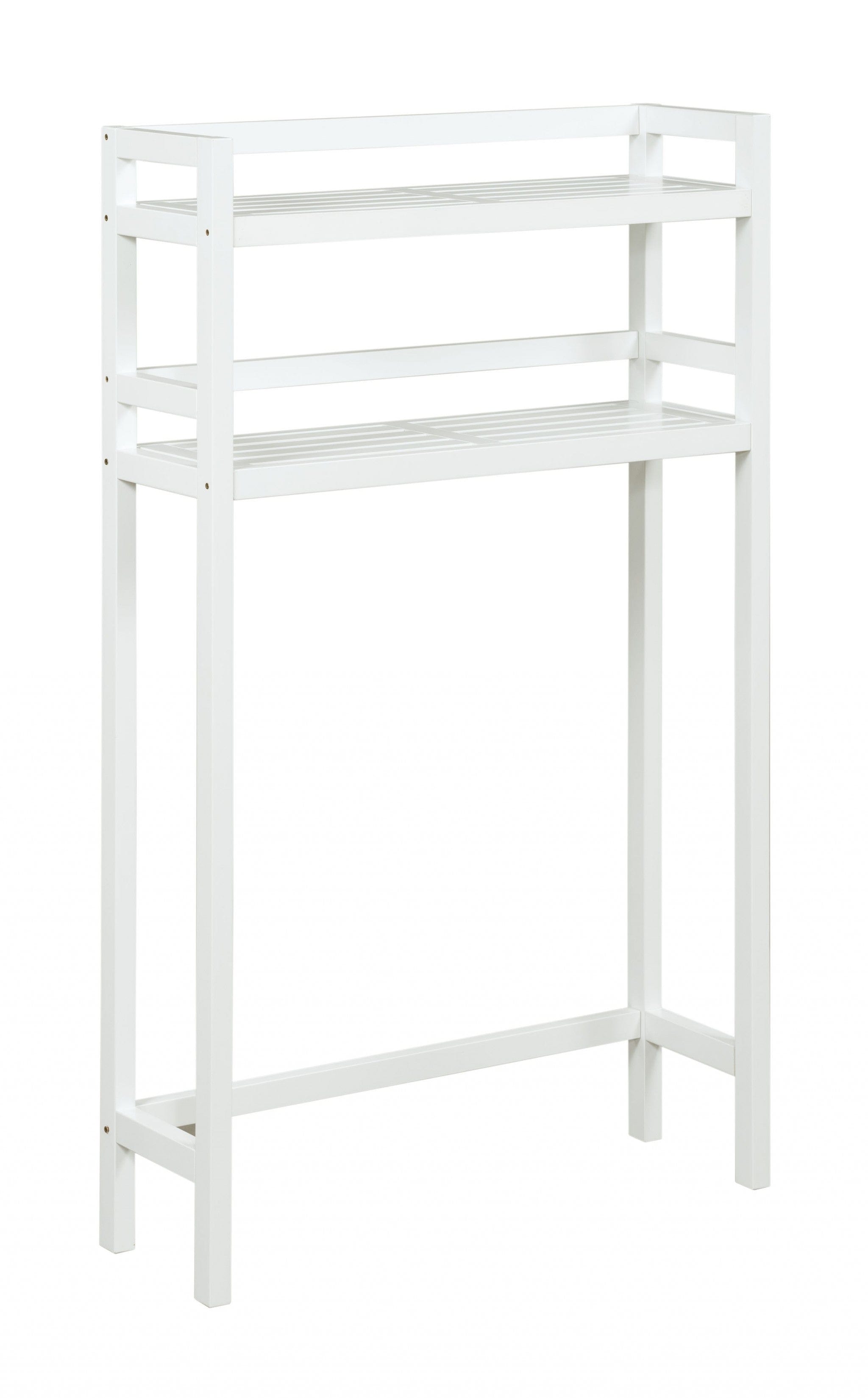 48" White Finish 2 Tier Solid Wood Over Toilet Organizer - Homeroots - Flyclothing LLC