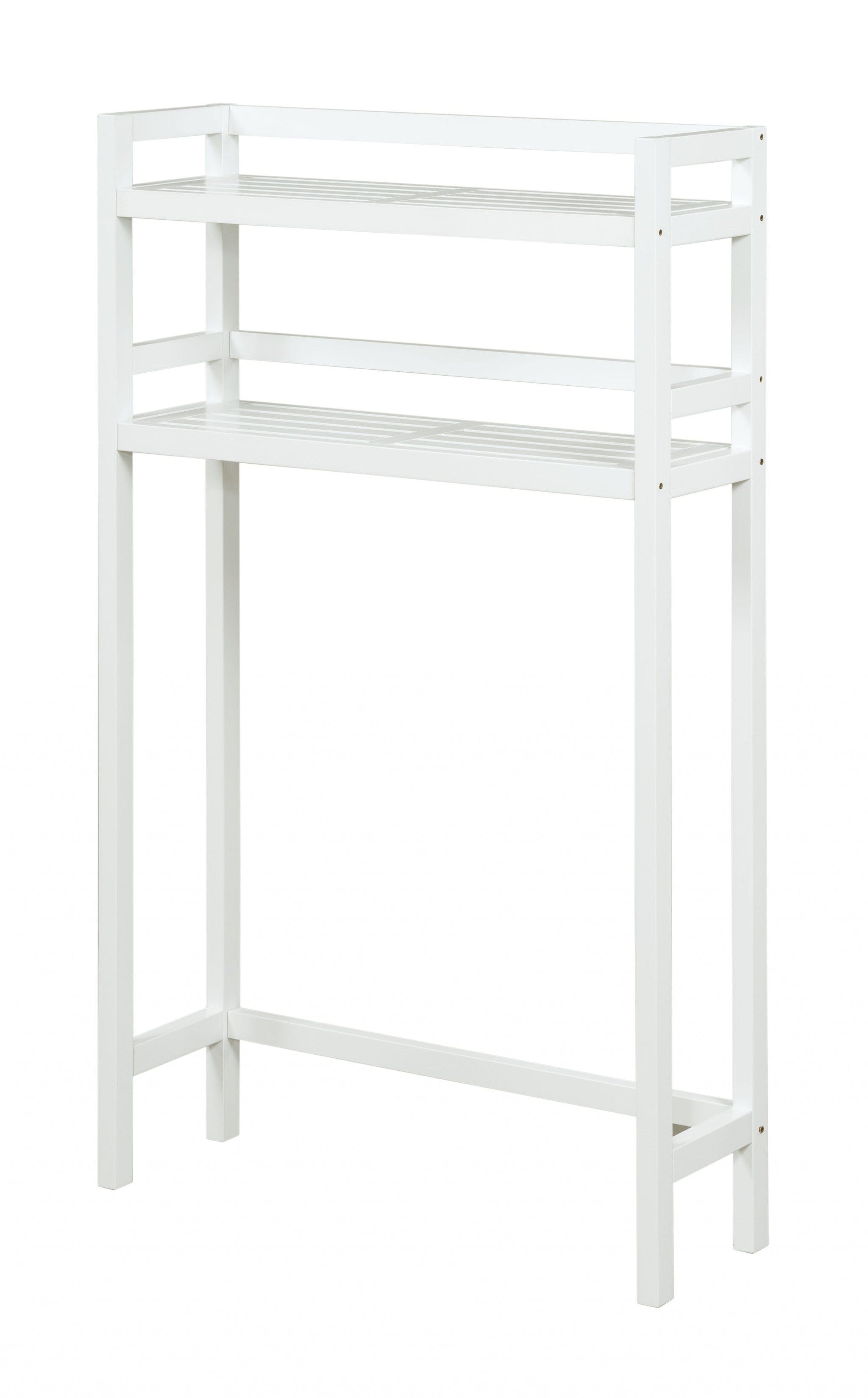 48" White Finish 2 Tier Solid Wood Over Toilet Organizer - Homeroots - Flyclothing LLC