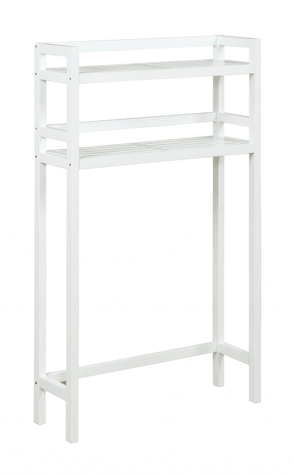48" White Finish 2 Tier Solid Wood Over Toilet Organizer - Homeroots