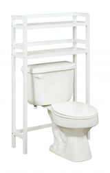 48" White Finish 2 Tier Solid Wood Over Toilet Organizer - Homeroots - Flyclothing LLC