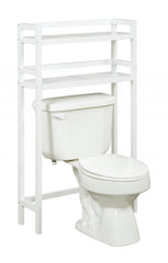 48" White Finish 2 Tier Solid Wood Over Toilet Organizer - Homeroots