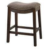 26" Gray And Wood Brown Fabric And Solid Wood Backless Counter Height Bar Chair - Homeroots