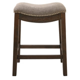 26" Gray And Wood Brown Fabric And Solid Wood Backless Counter Height Bar Chair - Homeroots