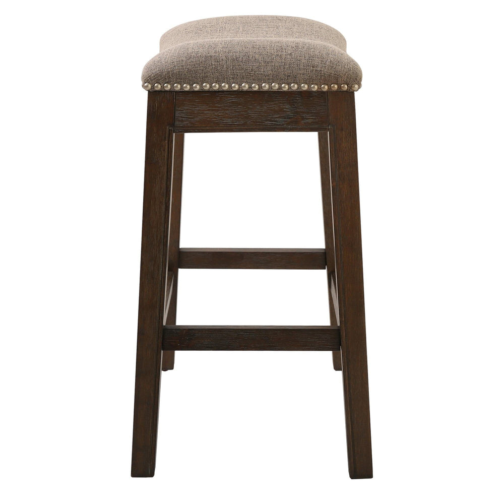 26" Gray And Wood Brown Fabric And Solid Wood Backless Counter Height Bar Chair - Homeroots - Flyclothing LLC
