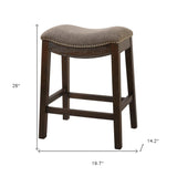 26" Gray And Wood Brown Fabric And Solid Wood Backless Counter Height Bar Chair - Homeroots