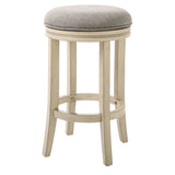 25" Gray And Ivory Solid Wood Swivel Backless Counter Height Bar Chair - Homeroots