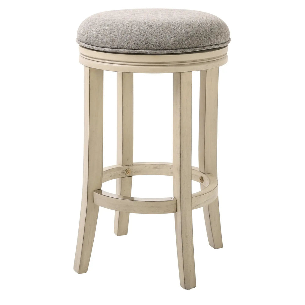 25" Gray And Ivory Solid Wood Swivel Backless Counter Height Bar Chair - Homeroots