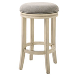 25" Gray And Ivory Solid Wood Swivel Backless Counter Height Bar Chair - Homeroots