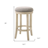25" Gray And Ivory Solid Wood Swivel Backless Counter Height Bar Chair - Homeroots - Flyclothing LLC