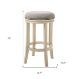 25" Gray And Ivory Solid Wood Swivel Backless Counter Height Bar Chair - Homeroots
