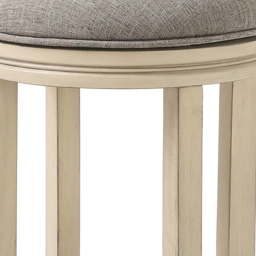 25" Gray And Ivory Solid Wood Swivel Backless Counter Height Bar Chair - Homeroots - Flyclothing LLC