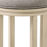 25" Gray And Ivory Solid Wood Swivel Backless Counter Height Bar Chair - Homeroots